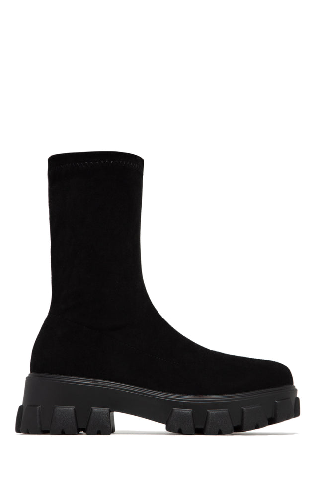 Load image into Gallery viewer, black faux suede boot 
