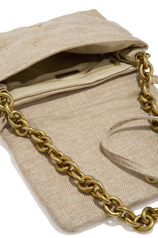Load image into Gallery viewer, nude gold tone chain messenger bag 
