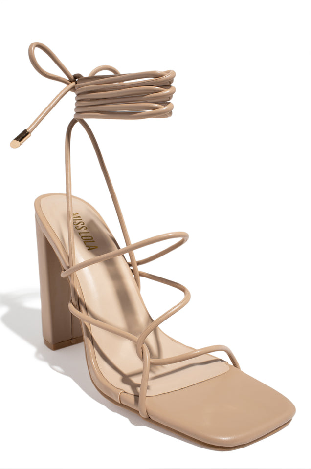 Load image into Gallery viewer, nude strappy heel 
