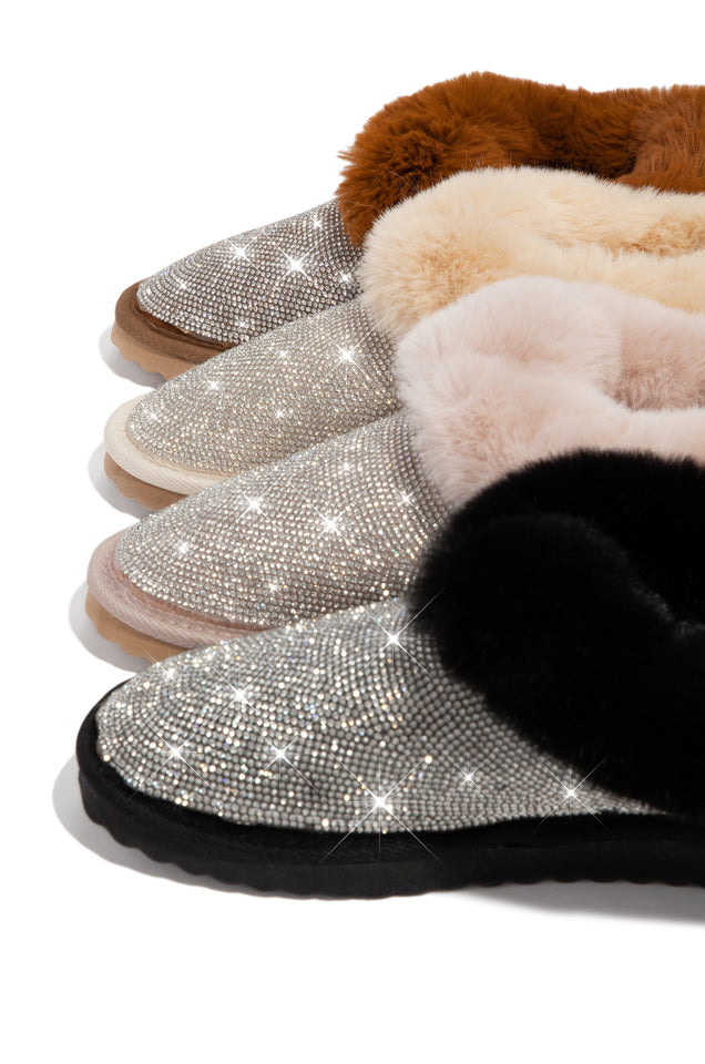 Faux fur rhinestone slippers new arrivals