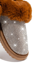 Load image into Gallery viewer, tan rhinestone slippers 
