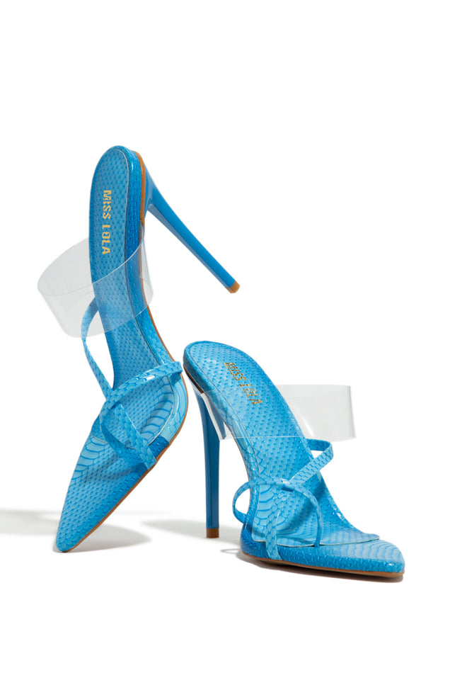 Load image into Gallery viewer, blue clear strap heel 
