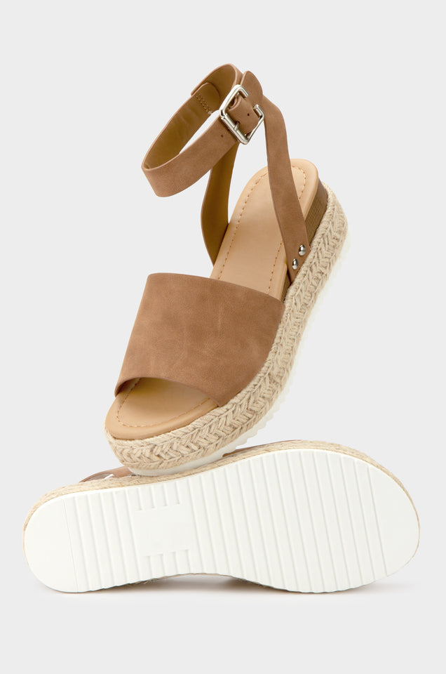 Load image into Gallery viewer, Voyage Platform Espadrille Sandals - Tan
