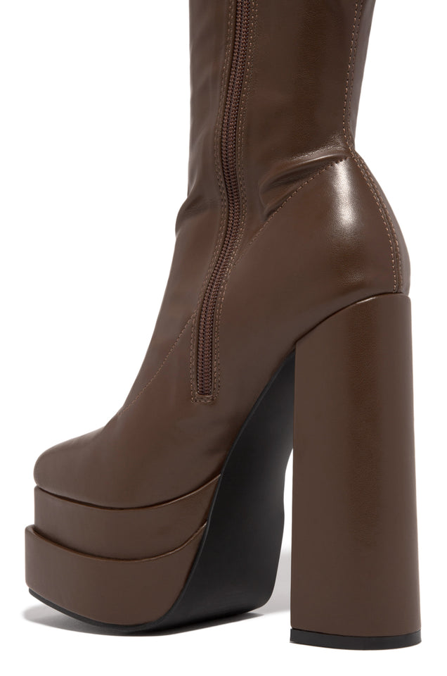 Load image into Gallery viewer, mocha chunky heel boot 
