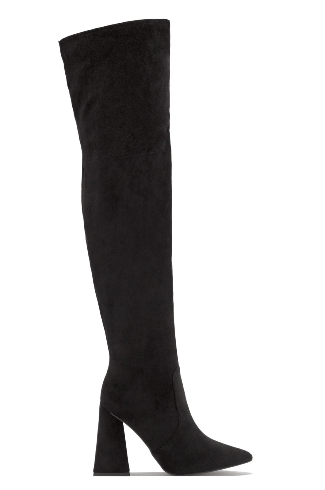 black faux suede pointed toe boot 