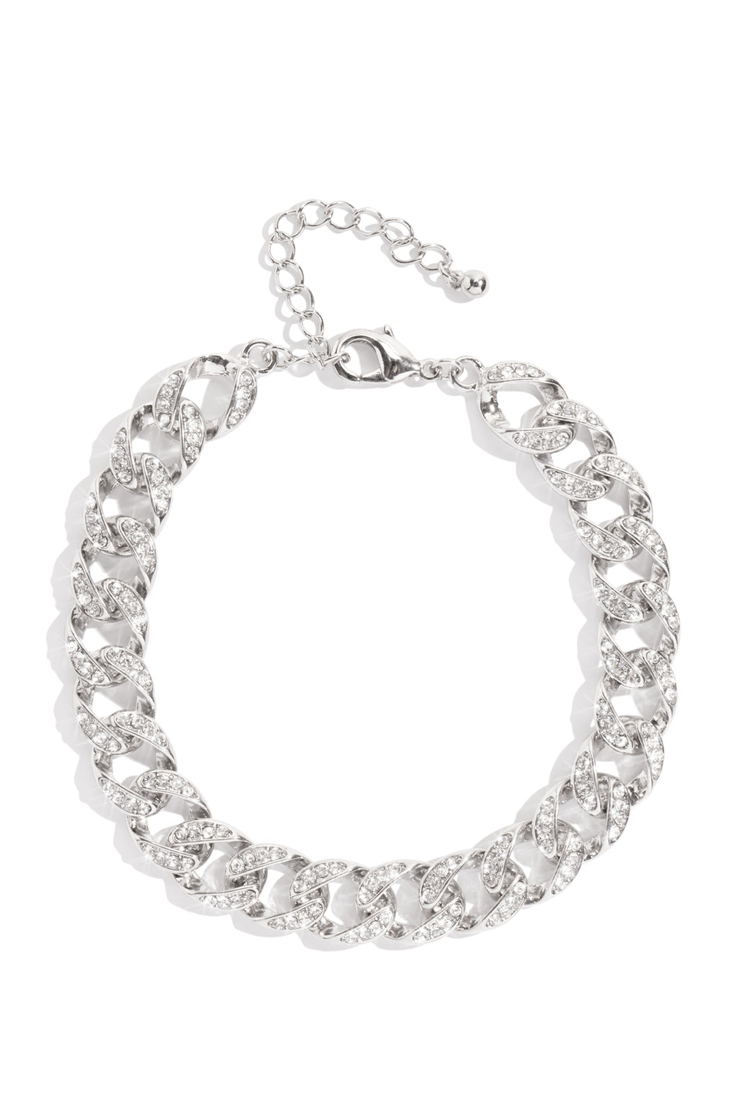 Silver Embellished Chain Link Anklet