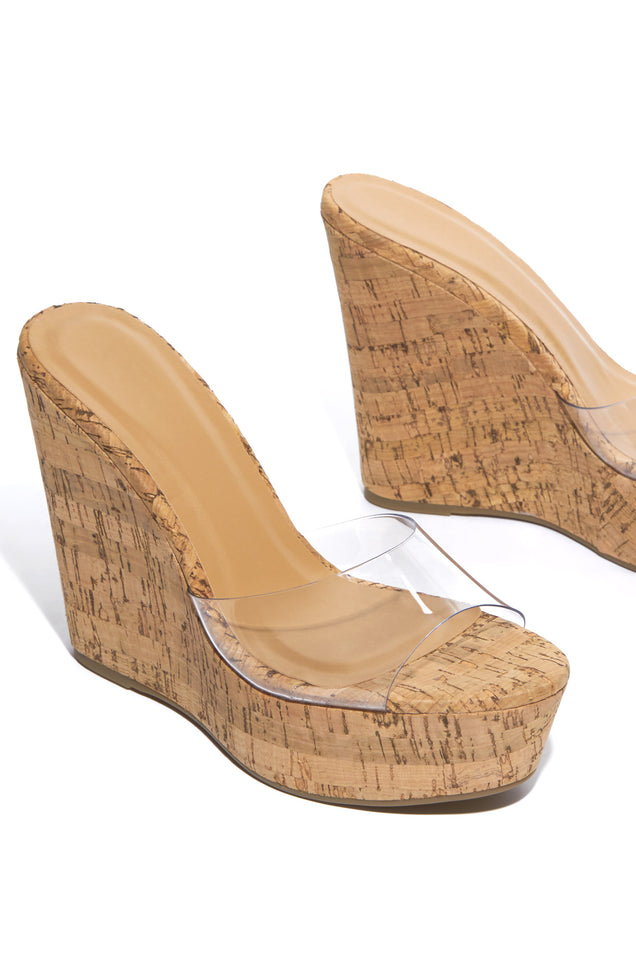 Load image into Gallery viewer, Summer in Cannes Platform Wedge Mules - Cork
