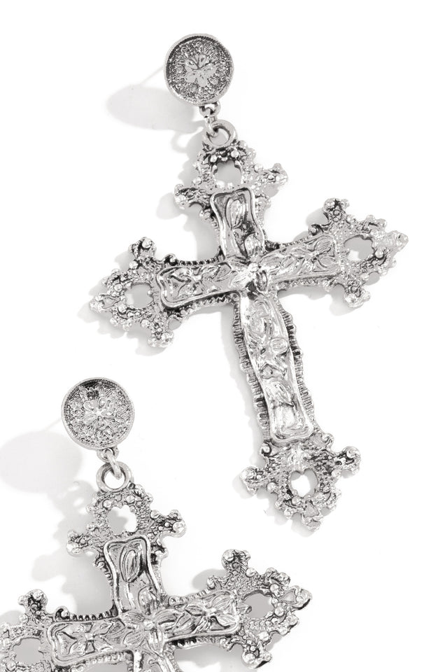 Load image into Gallery viewer, Silver Cross Earring
