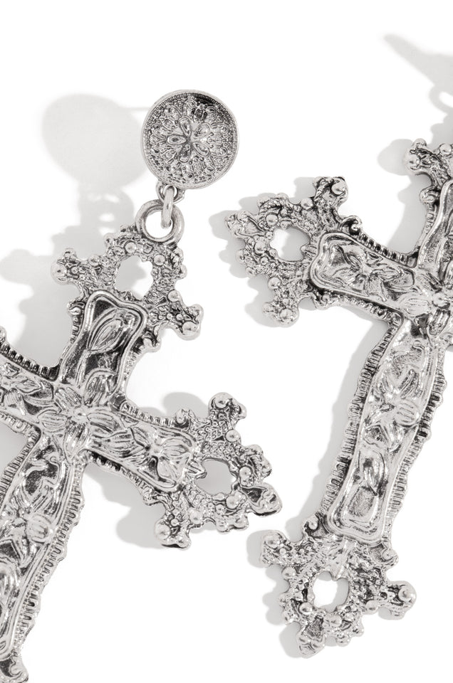 Load image into Gallery viewer, Chrome Cross Earring

