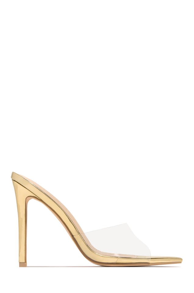 Load image into Gallery viewer, gold tone mule heel 
