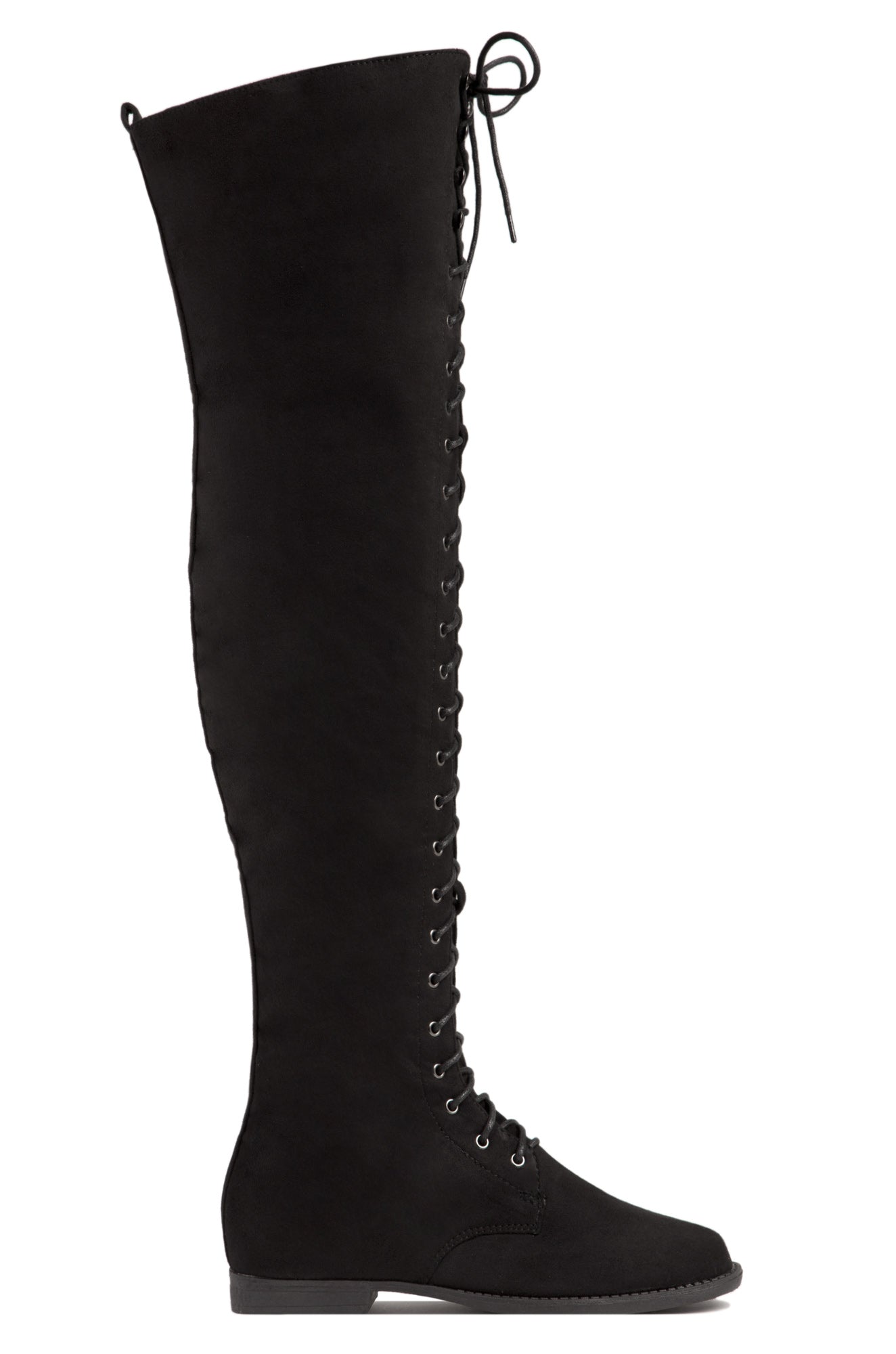 Miss Lola | Black Over The Knee Lace Up Boots – MISS LOLA