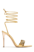 Load image into Gallery viewer, Gold-Tone Lace Up Heels
