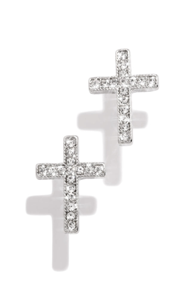 Load image into Gallery viewer, Silver-Tone Cross Earring
