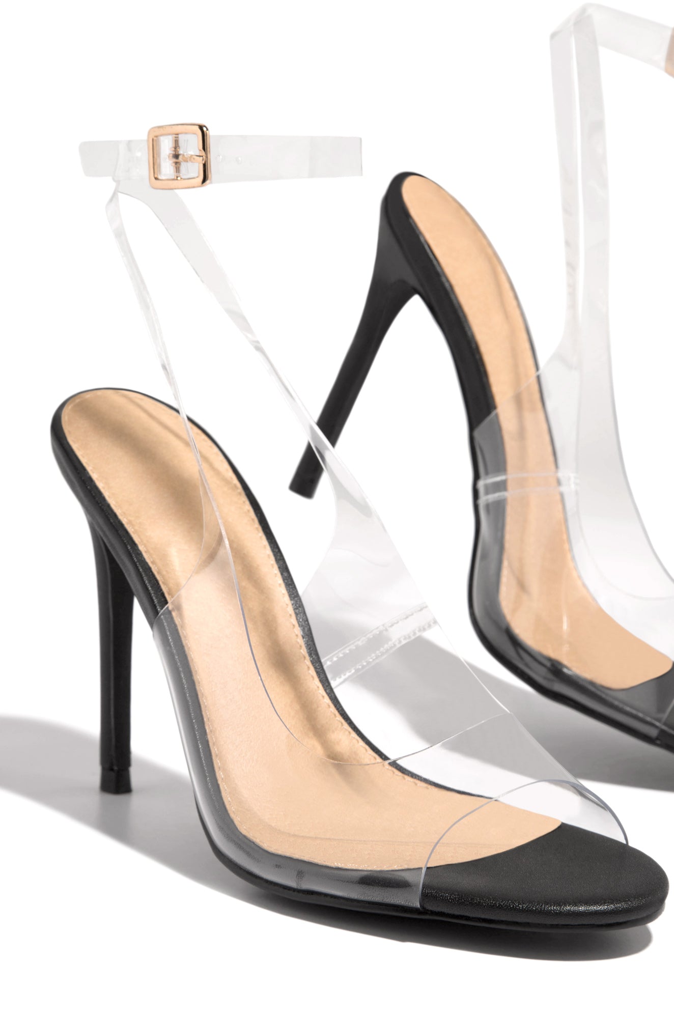 Miss Lola | Desire You Black Clear Strap High Heels – MISS LOLA
