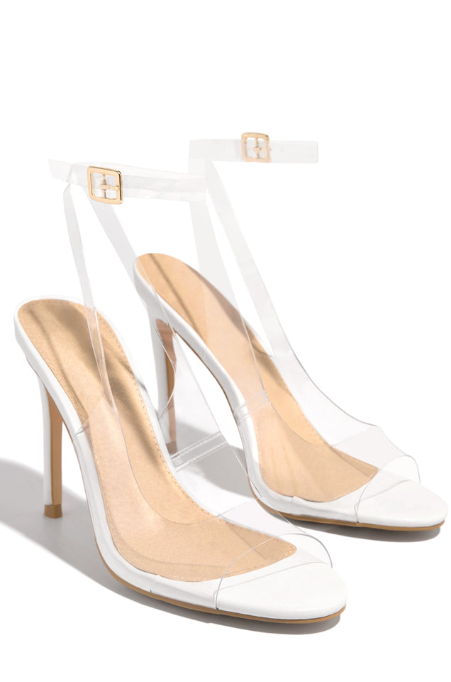 Load image into Gallery viewer, Desire You Clear Strap Heels - White
