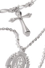 Load image into Gallery viewer, Cross Close Up of Silver-Tone Necklace
