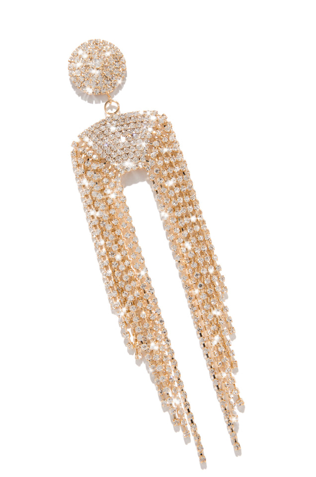 Load image into Gallery viewer, gold rhinestone earring 
