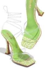 Load image into Gallery viewer, green print strappy heel 
