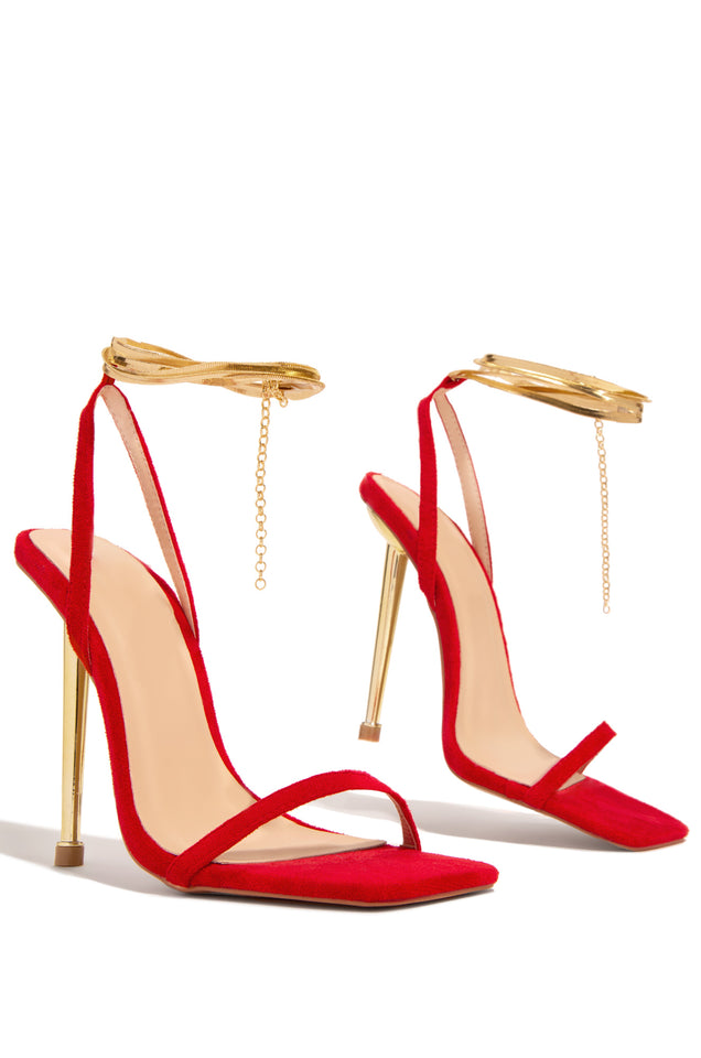 Load image into Gallery viewer, Red Open Square Toe Heels
