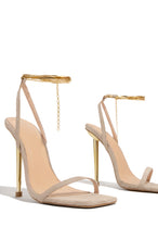 Load image into Gallery viewer, Nude Single Sole High Heels with Gold-Tone Adjustable Ankle Straps
