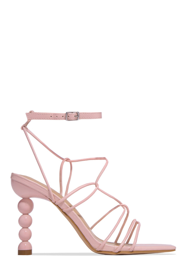 Pink Pu Barely There Cross Back Strap Heel Sandals | PrettyLittleThing USA