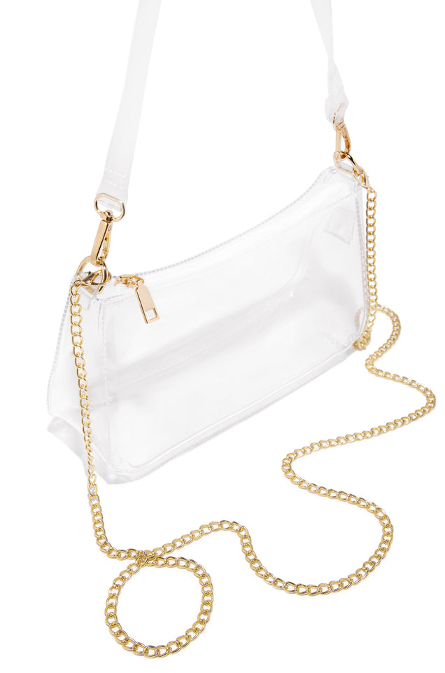 Never Full Gold Clear Crossbody Bag