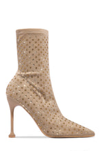 Load image into Gallery viewer, nude rhinestone booties 
