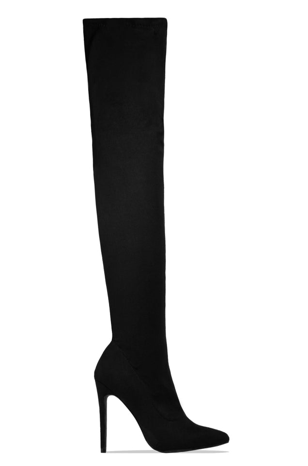 Black Over Knee Boots Sultry Touch MISS LOLA