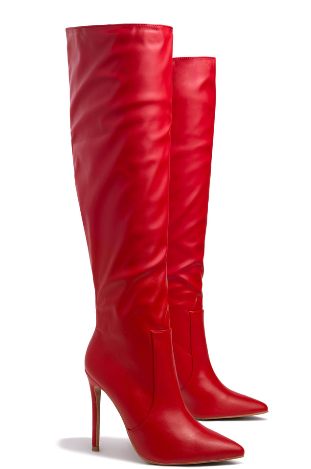 Load image into Gallery viewer, red pu pull on boot 
