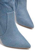 Load image into Gallery viewer, denim pointed toe boot 
