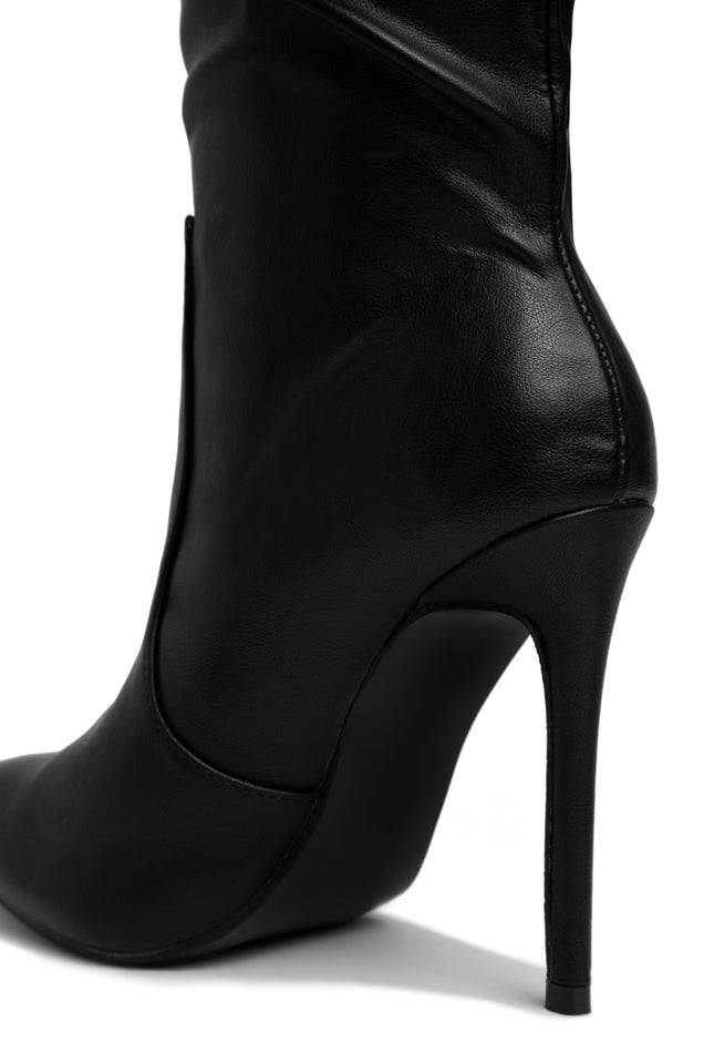 Load image into Gallery viewer, black pu pointed toe boot 
