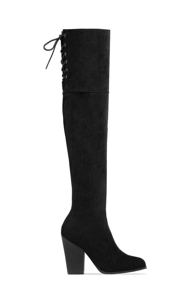 Load image into Gallery viewer, Roadie Over The Knee Block Heel Boots - Black
