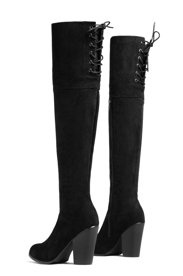 Load image into Gallery viewer, Roadie Over The Knee Block Heel Boots - Black
