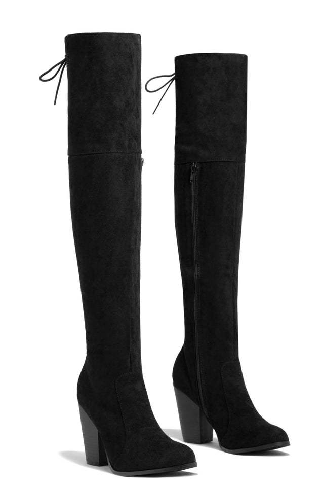 Load image into Gallery viewer, Roadie Over The Knee Block Heel Boots - Black
