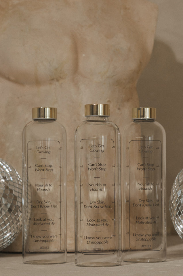 Load image into Gallery viewer, Image of 3 Motivated AF Glass Water bottles that are Sold Separately
