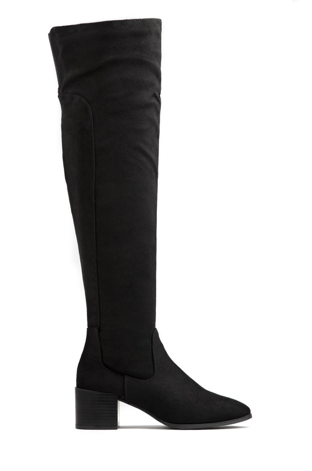 Load image into Gallery viewer, black faux suede boot 
