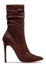 Load image into Gallery viewer, Solemate Ruched Detailed Ankle Heel Boots - Brown
