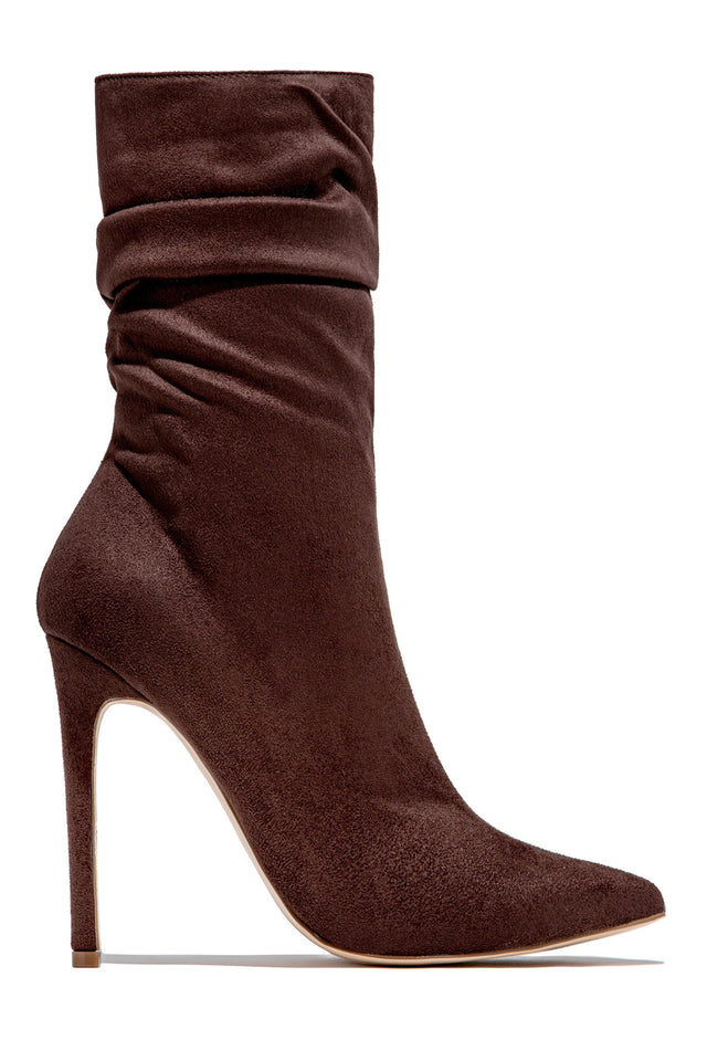 Load image into Gallery viewer, Solemate Ruched Detailed Ankle Heel Boots - Brown
