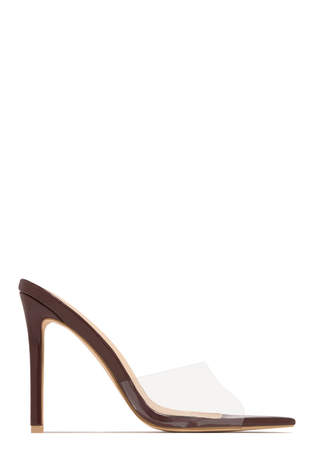 Miss Lola Camel Clear Strap Heel Mules MISS LOLA