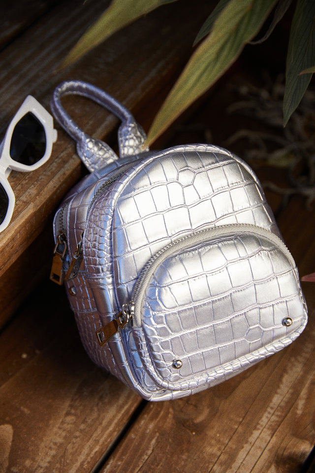 Modern Luxe Mini Backpack Silver MISS LOLA