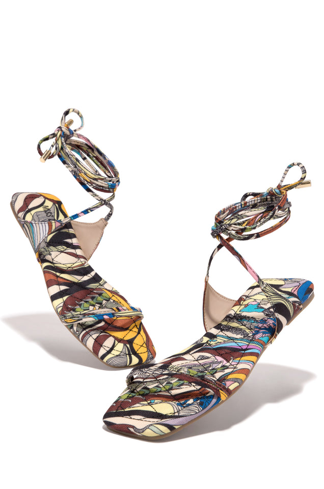 Load image into Gallery viewer, Multi Print Lace Up Sandals
