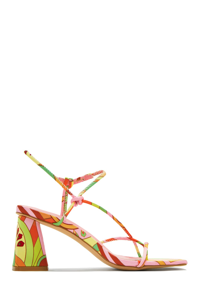 Load image into Gallery viewer, Multi Print Open Toe Chunky Heels
