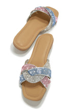 Load image into Gallery viewer, Pink - Blue - Silver Rhinestone Slide Sandals
