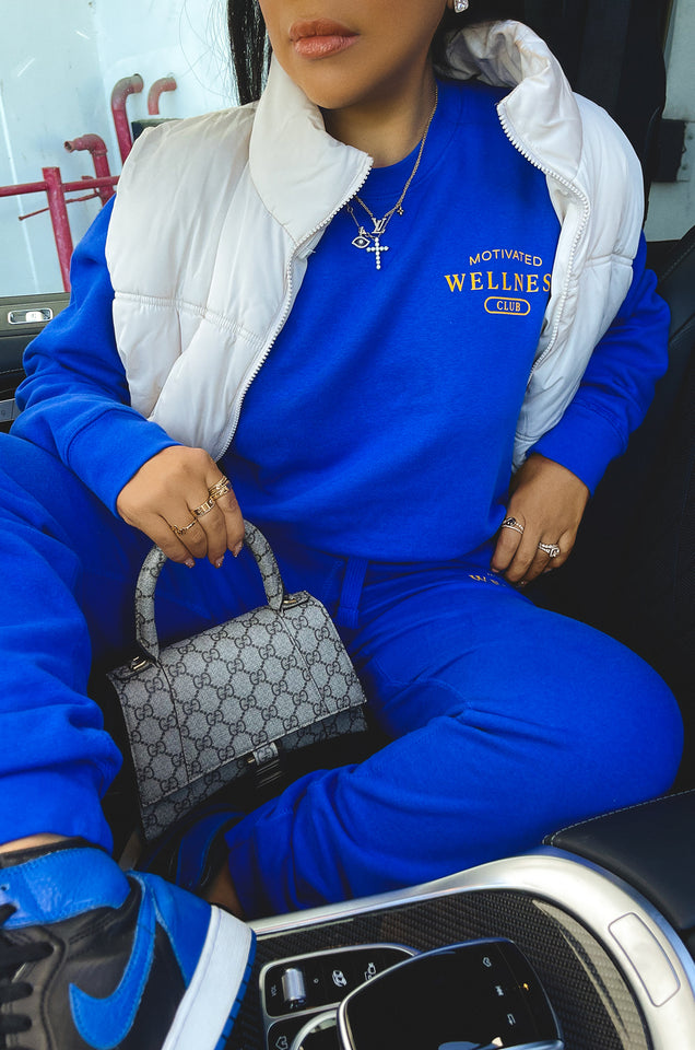 Load image into Gallery viewer, blue fleece jogger set 
