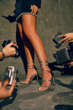 Load image into Gallery viewer, Women Wearing Silver Metallic Heels
