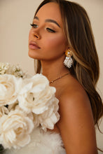 Load image into Gallery viewer, Gold-Tone Earring with Beaded Detailing worn by Women
