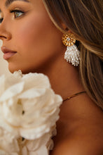 Load image into Gallery viewer, Women Posing with Gold-Tone Earring and Dangle Beaded Detailing
