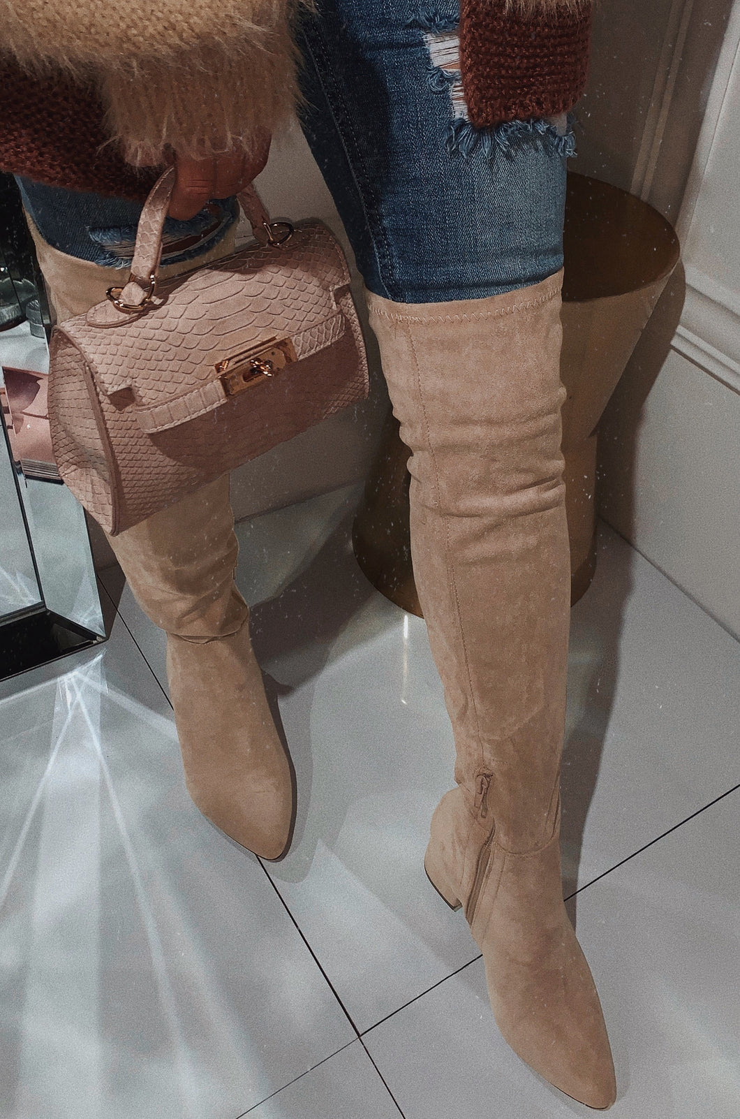 Nude Over The Knee Boots