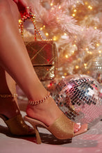 Load image into Gallery viewer, Gold-Tone Open Square Toe Embellished Mules
