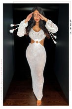 Load image into Gallery viewer, White Maxi Crochet Dress
